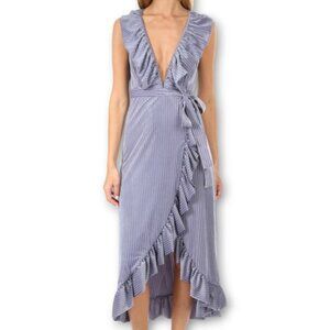 NWT Misa Eve Purple Velvet Wrap Midi Dress XS